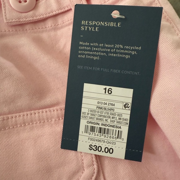 Universal Thread Cotton‎ Spandex PINK High-Rise Cargo Pants Women's 16 NEW - Picture 13 of 15